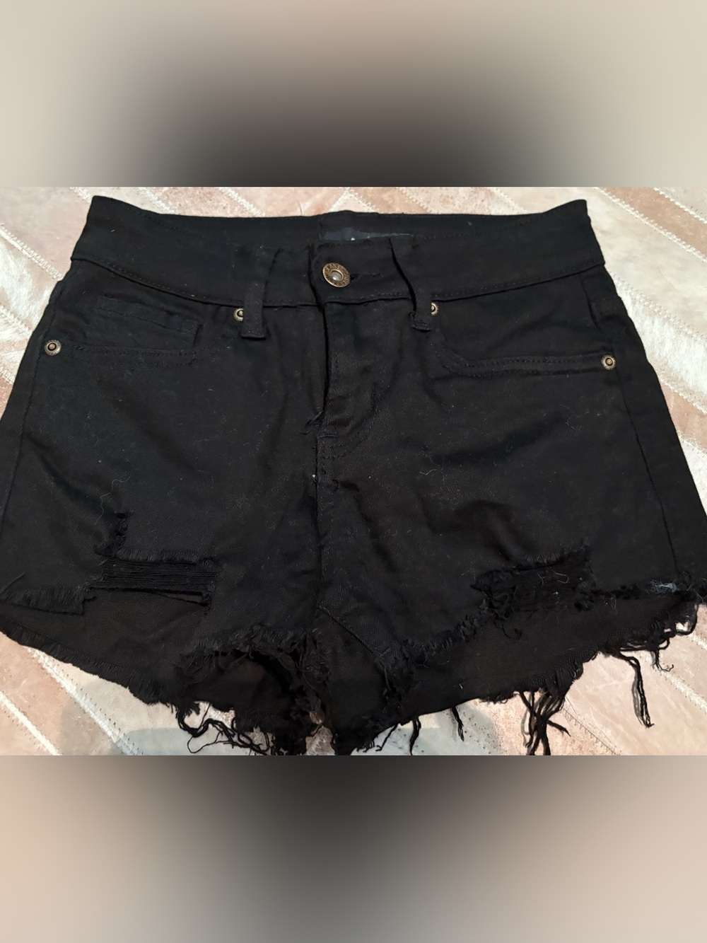 Contraband Black Distressed Denim Cutoss Shorts
